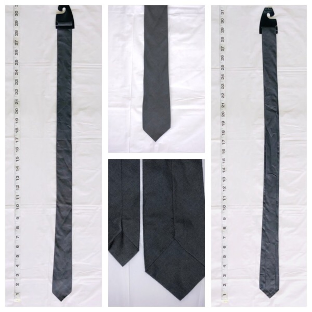 Mens Thin Neck Tie Plain Solid Gray Design